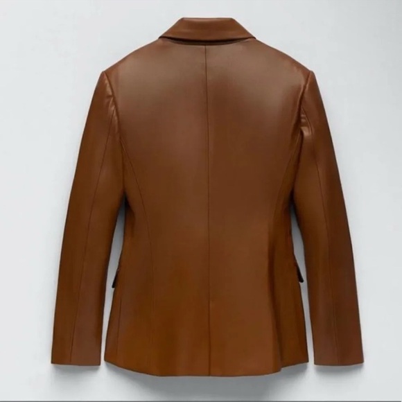 Zara Brown Double-breasted Faux Blazer Brandy Jacket Blazer, NWT - Picture 9 of 12